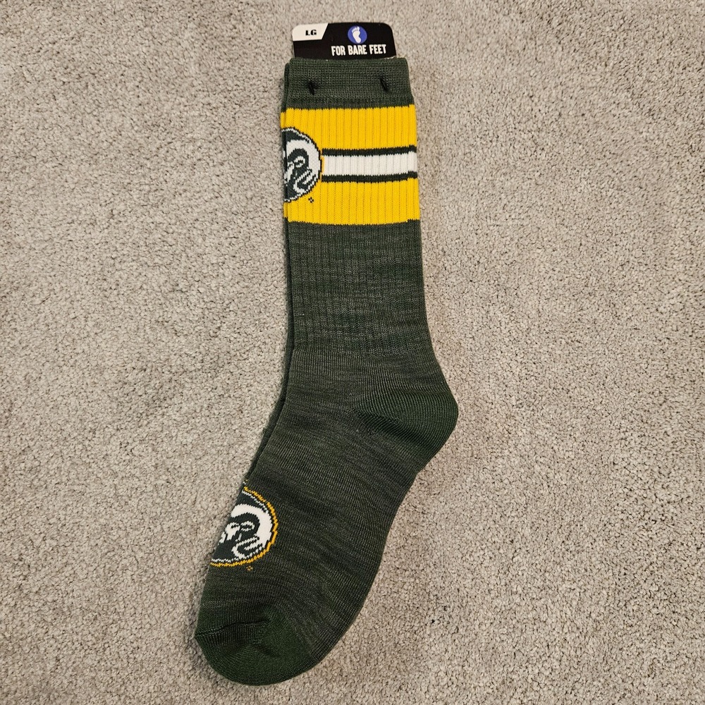 Colorado State Rams Socks Green Gold NCAA Team Logo Men's One Size New